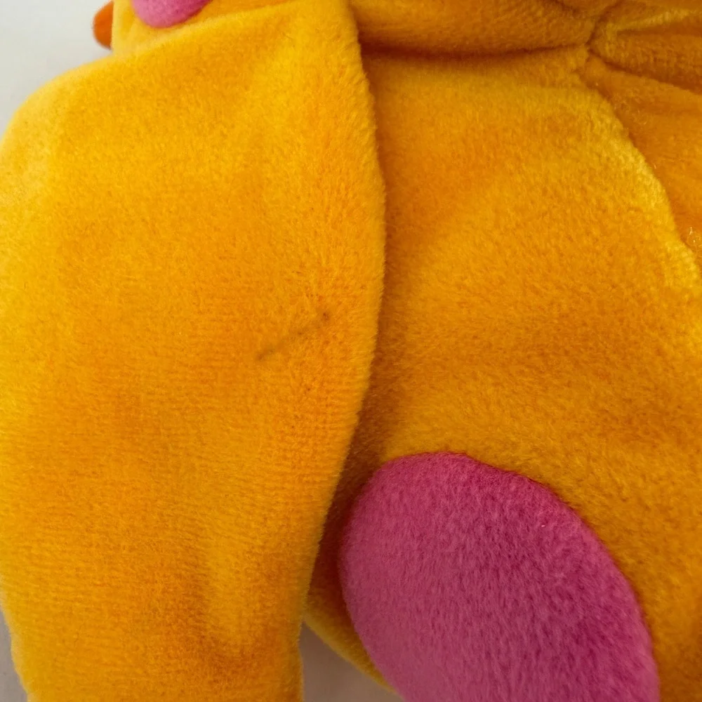 Gymboree Orange Pink Polka Dot Duck Plush Hand Puppet Vintage Toy Y2K